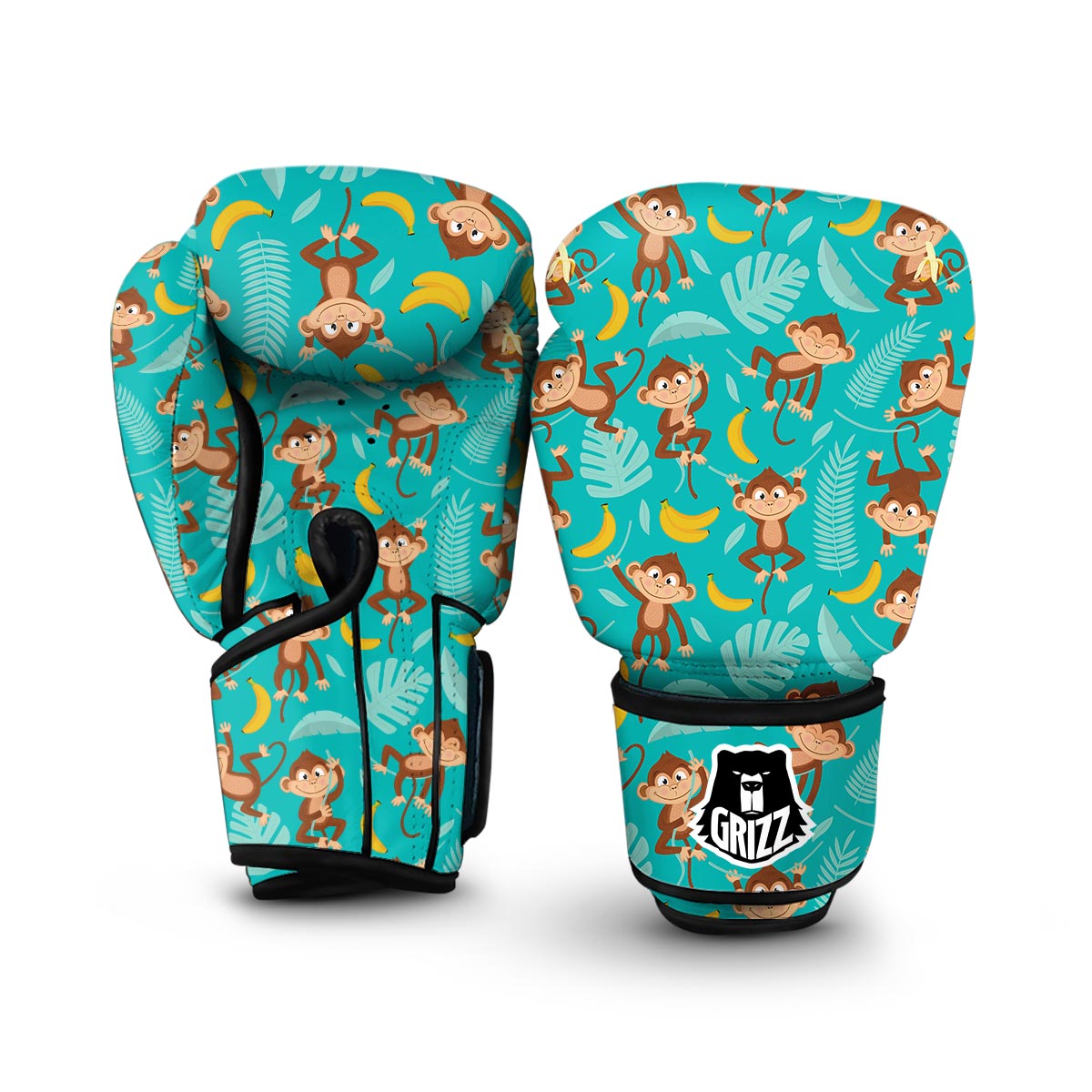 Banana Monkey Pattern Print Boxing Gloves-grizzshop