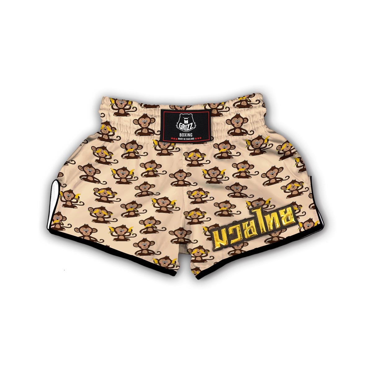 Banana Monkey Print Pattern Muay Thai Boxing Shorts-grizzshop