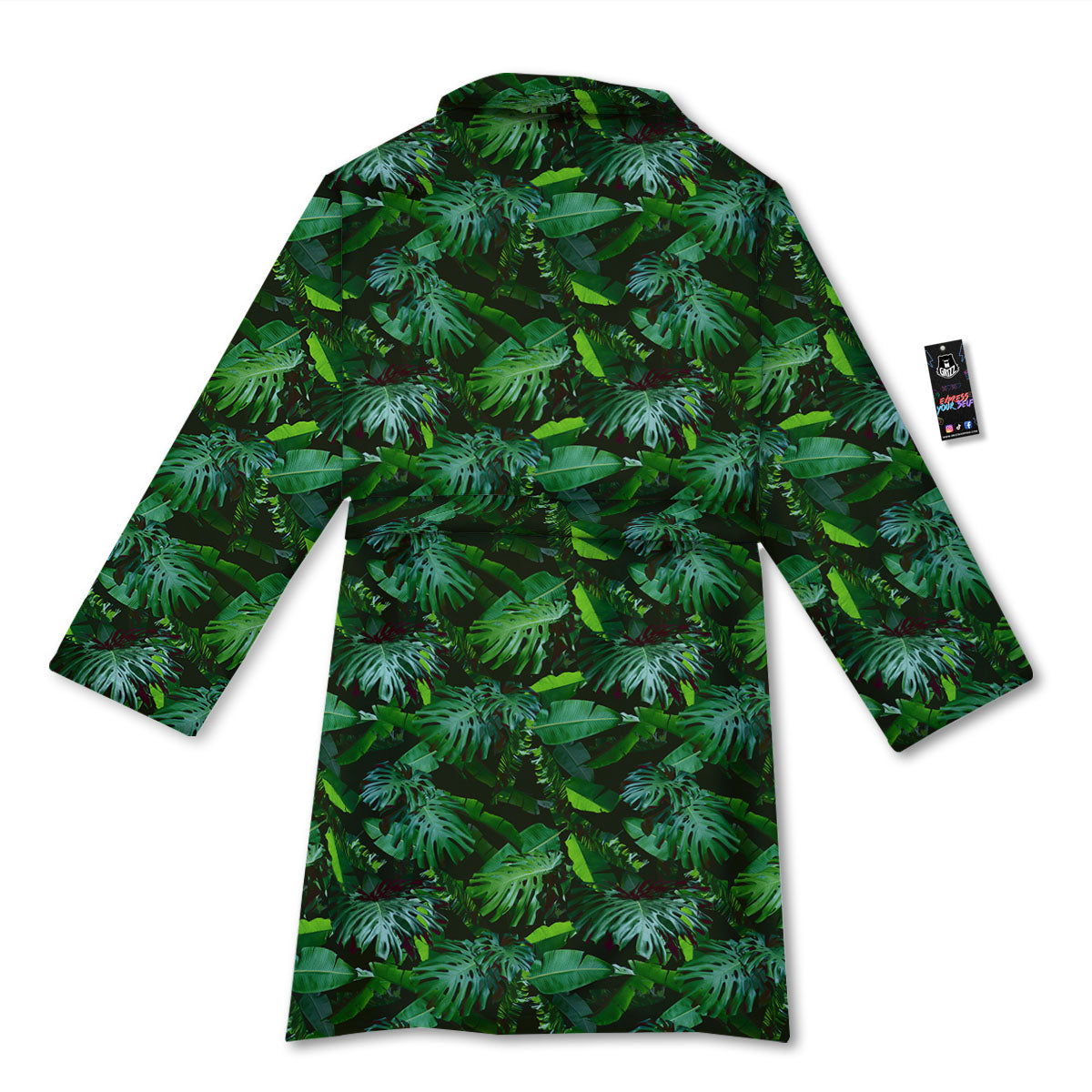 Banana Palm Leaf Green Tropical Print Bathrobe-grizzshop