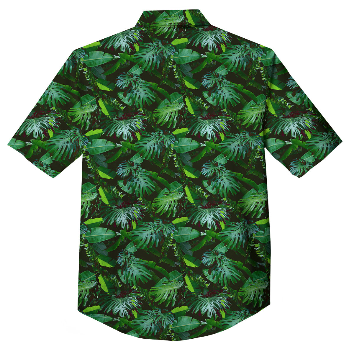 Banana Palm Leaf Green Tropical Print Button Up Shirt-grizzshop