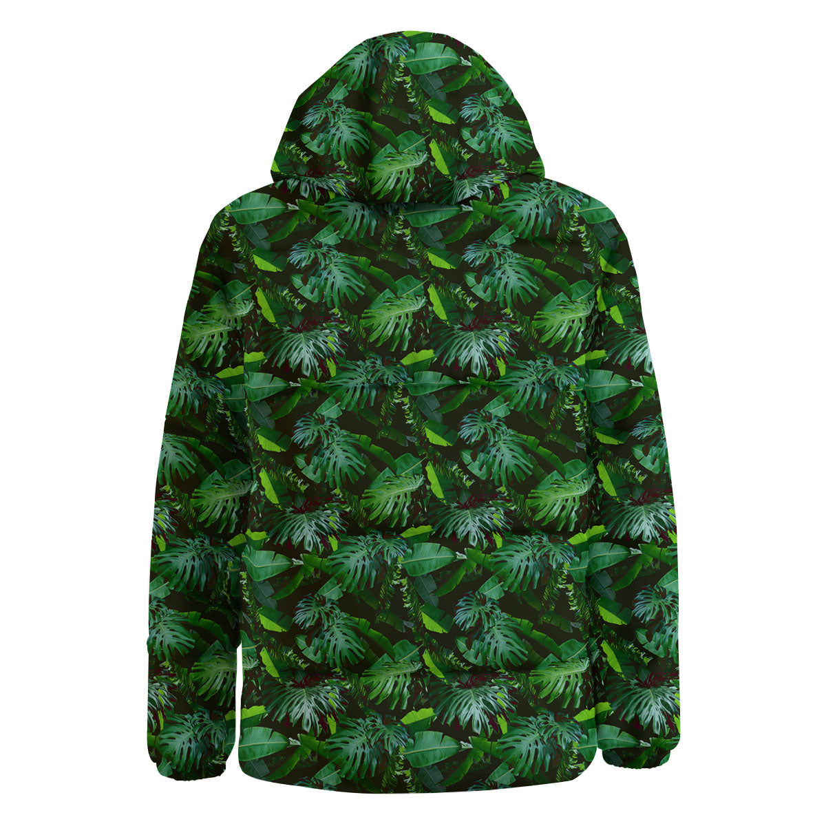 Banana Palm Leaf Green Tropical Print Down Jacket-grizzshop