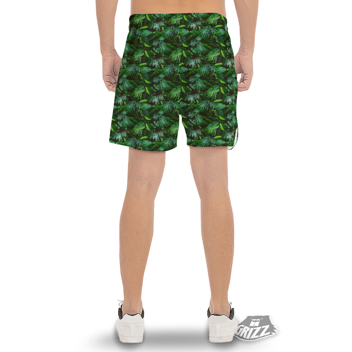 Banana Palm Leaf Green Tropical Print Men's Gym Shorts-grizzshop