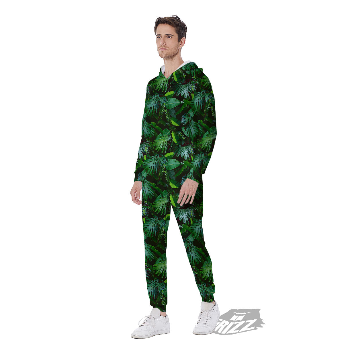 Banana Palm Leaf Green Tropical Print Men's Jumpsuit-grizzshop