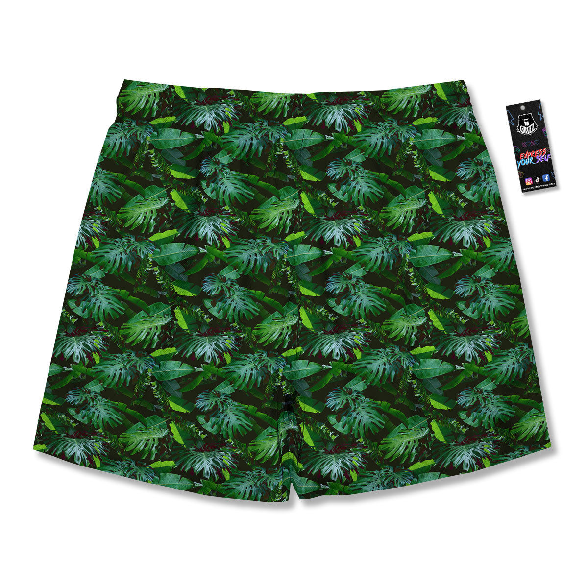 Banana Palm Leaf Green Tropical Print Men's Running Shorts-grizzshop