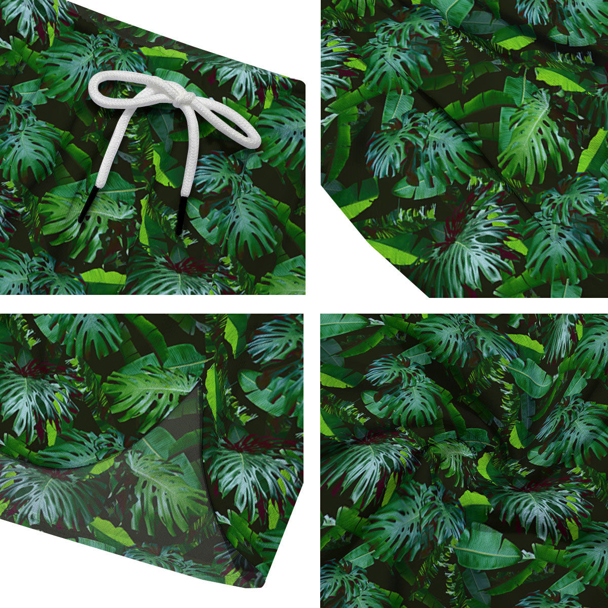Banana Palm Leaf Green Tropical Print Men's Running Shorts-grizzshop