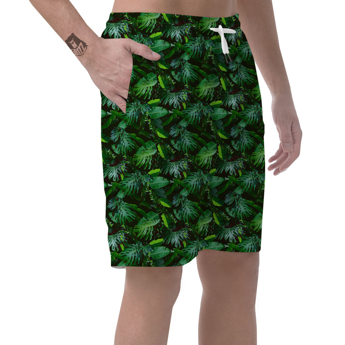 Banana Palm Leaf Green Tropical Print Men's Shorts-grizzshop