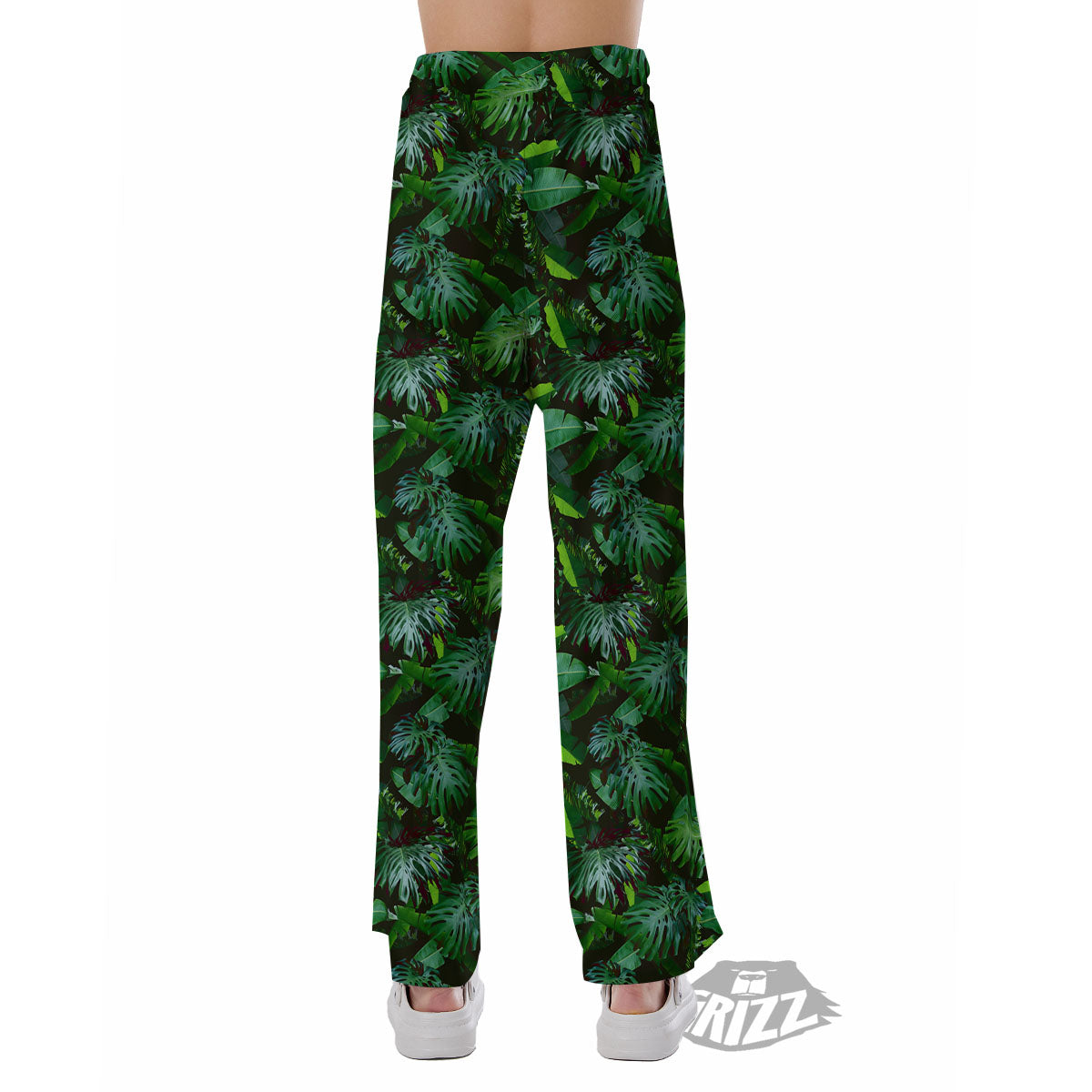 Banana Palm Leaf Green Tropical Print Pajama Pants-grizzshop