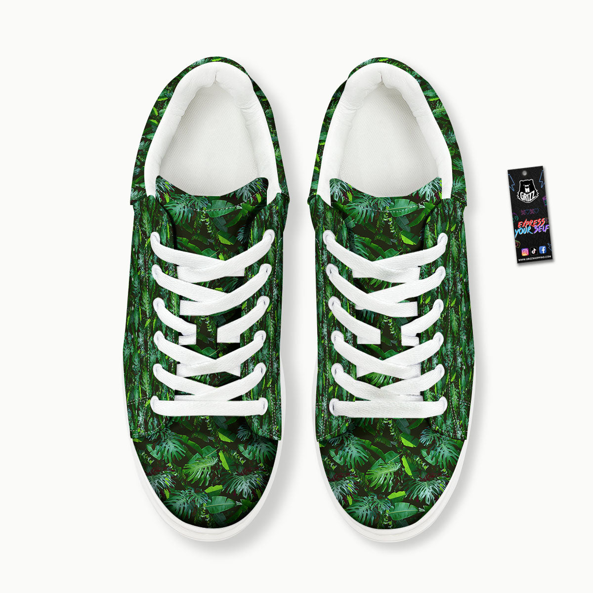 Banana Palm Leaf Green Tropical Print Platform Shoes-grizzshop