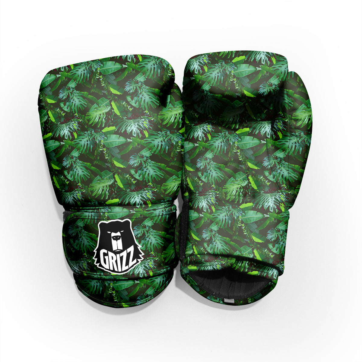 Banana Palm Leaf Green Tropical Print Sparring Gloves-grizzshop