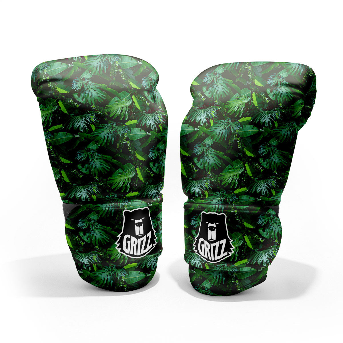 Banana Palm Leaf Green Tropical Print Sparring Gloves-grizzshop
