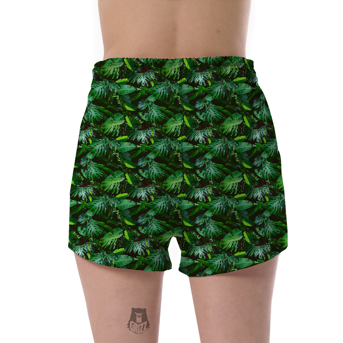 Banana Palm Leaf Green Tropical Print Women's Shorts-grizzshop