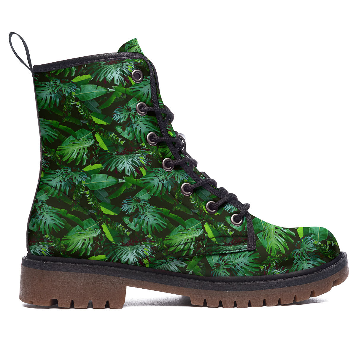 Banana Palm Leaf Green Tropical Print Work Boots-grizzshop