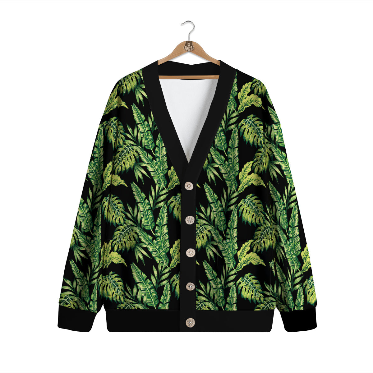 Banana Palm Leaf Print Pattern Cardigan-grizzshop