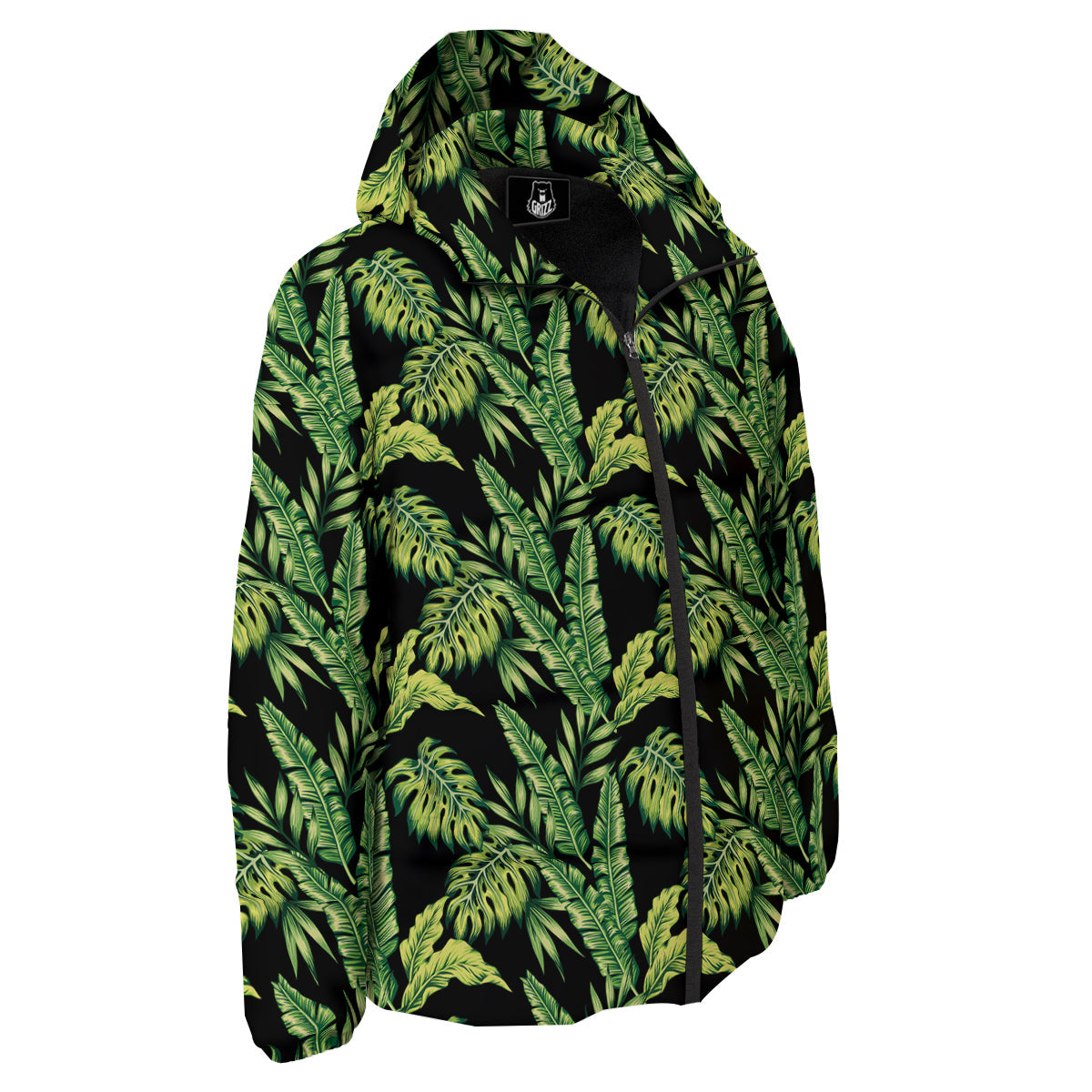 Banana Palm Leaf Print Pattern Down Jacket-grizzshop