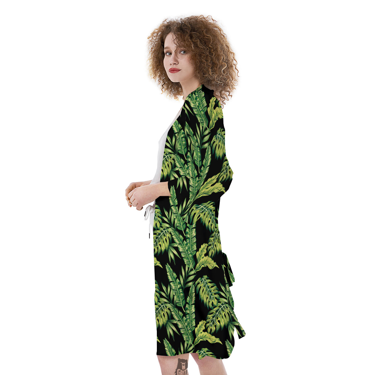 Banana Palm Leaf Print Pattern Kimono-grizzshop