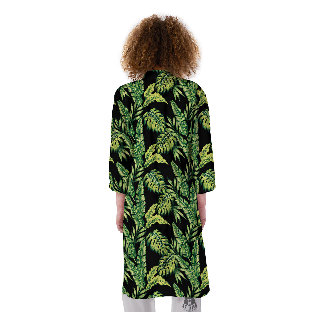 Banana Palm Leaf Print Pattern Kimono-grizzshop