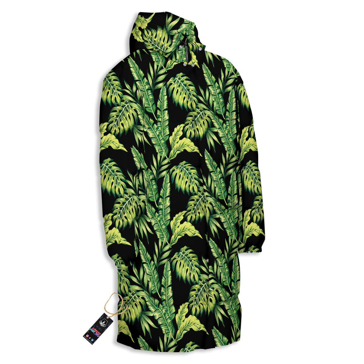Banana Palm Leaf Print Pattern Long Down Jacket-grizzshop