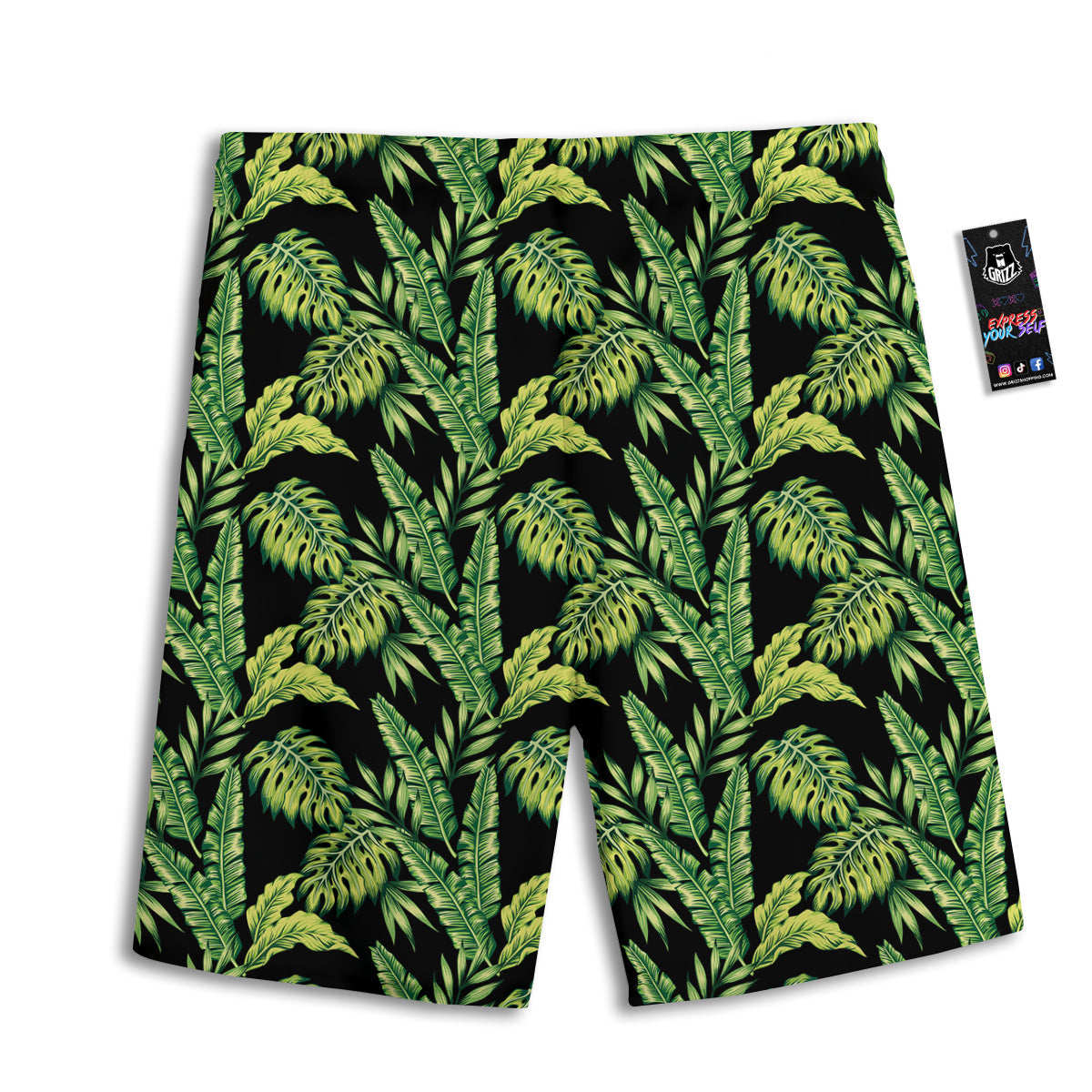 Banana Palm Leaf Print Pattern Men's Athletic Shorts