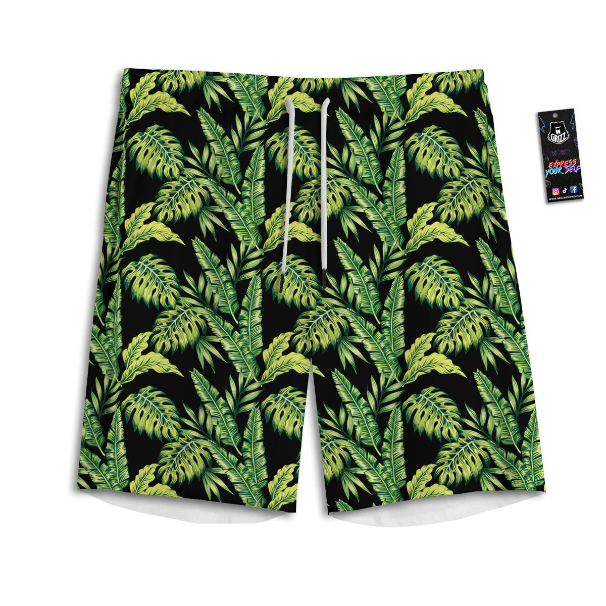 Banana Palm Leaf Print Pattern Men's Athletic Shorts