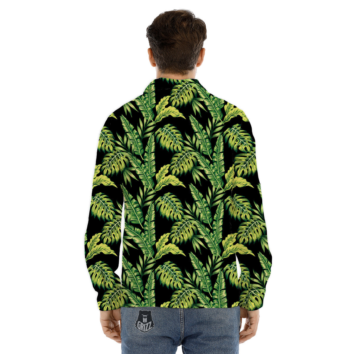 Banana Palm Leaf Print Pattern Men's Dress Shirts-grizzshop