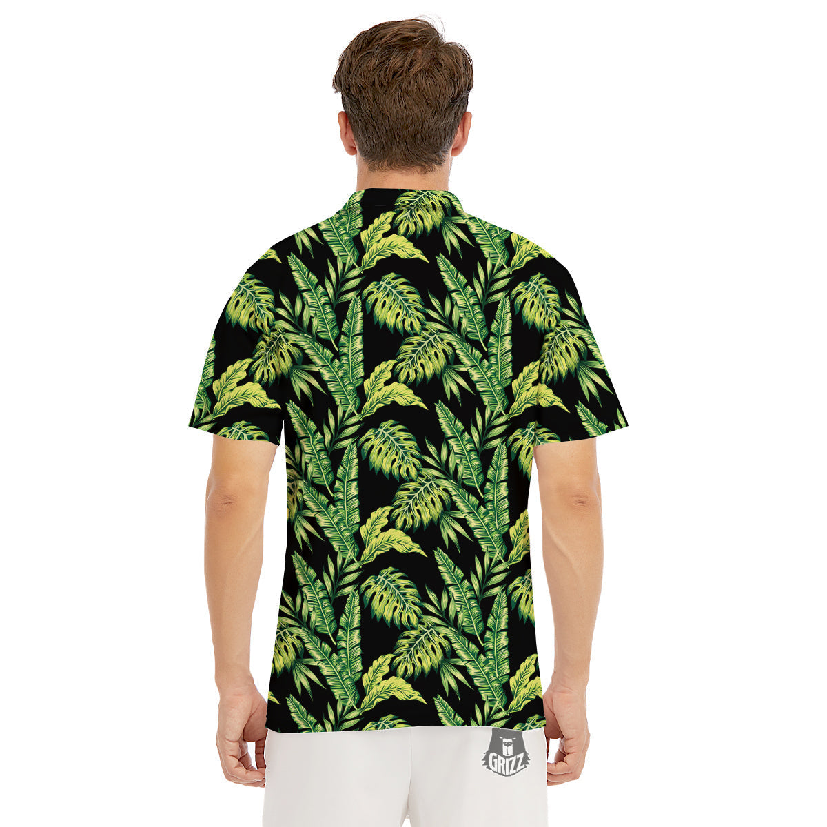 Banana Palm Leaf Print Pattern Men's Golf Shirts-grizzshop