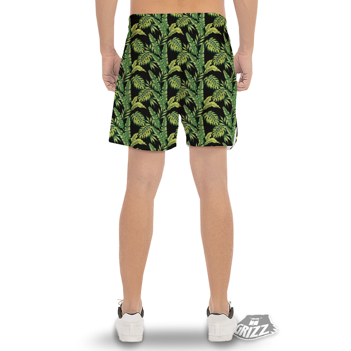 Banana Palm Leaf Print Pattern Men's Gym Shorts-grizzshop