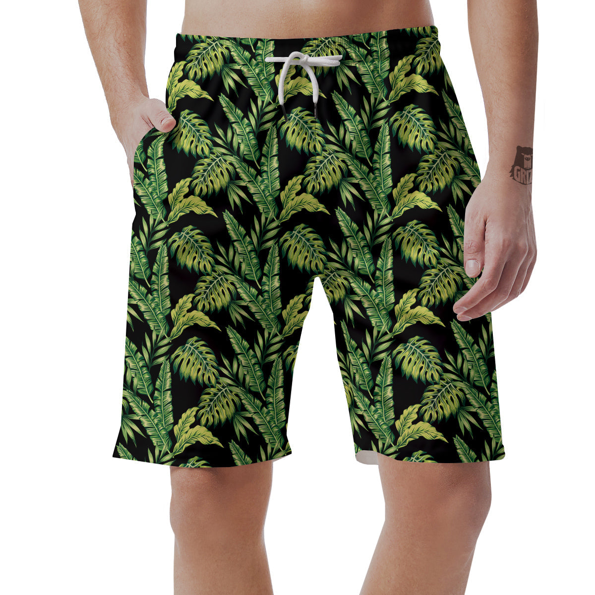 Banana Palm Leaf Print Pattern Men's Shorts-grizzshop