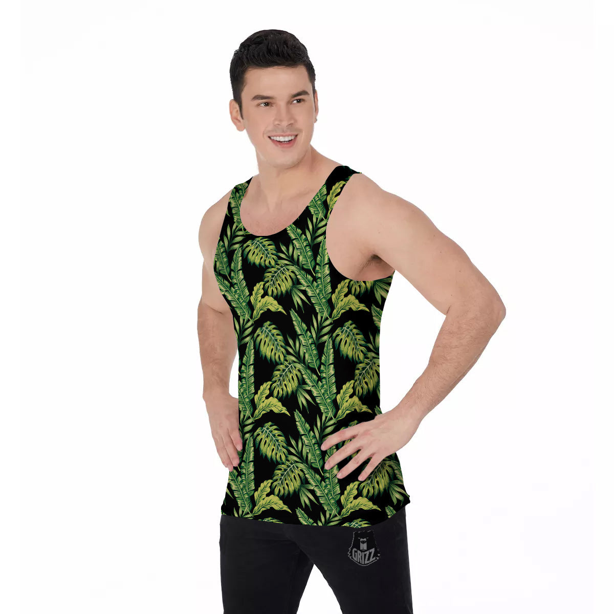 Banana Palm Leaf Print Pattern Men's Tank Top-grizzshop