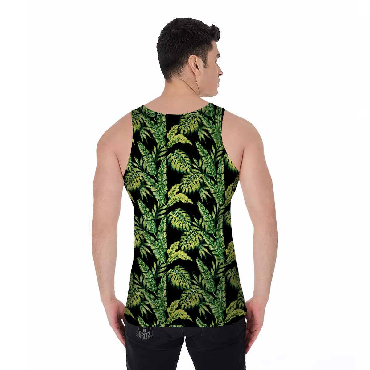 Banana Palm Leaf Print Pattern Men's Tank Top-grizzshop