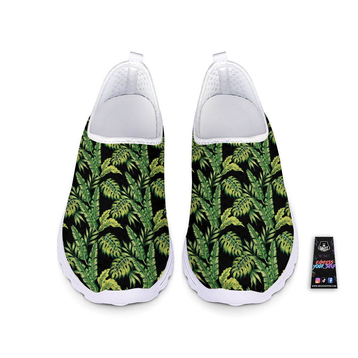 Banana Palm Leaf Print Pattern Nurse Shoes-grizzshop