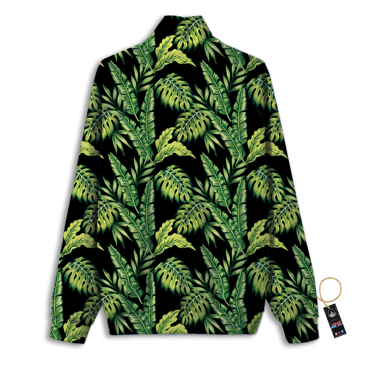 Banana Palm Leaf Print Pattern Track Jacket-grizzshop