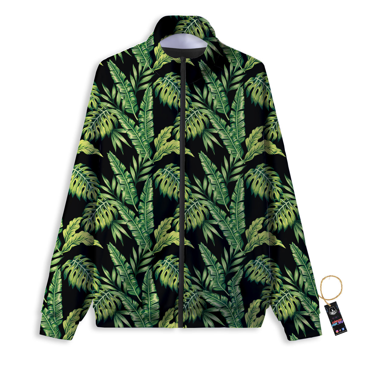 Banana Palm Leaf Print Pattern Track Jacket-grizzshop