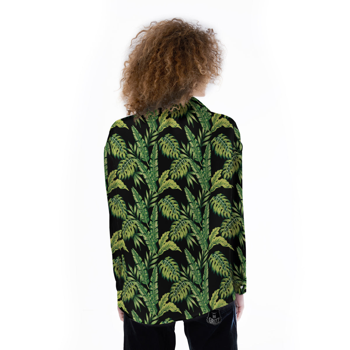 Banana Palm Leaf Print Pattern Women's Long Sleeve Shirts-grizzshop