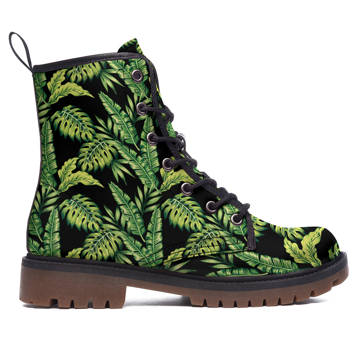 Banana Palm Leaf Print Pattern Work Boots-grizzshop
