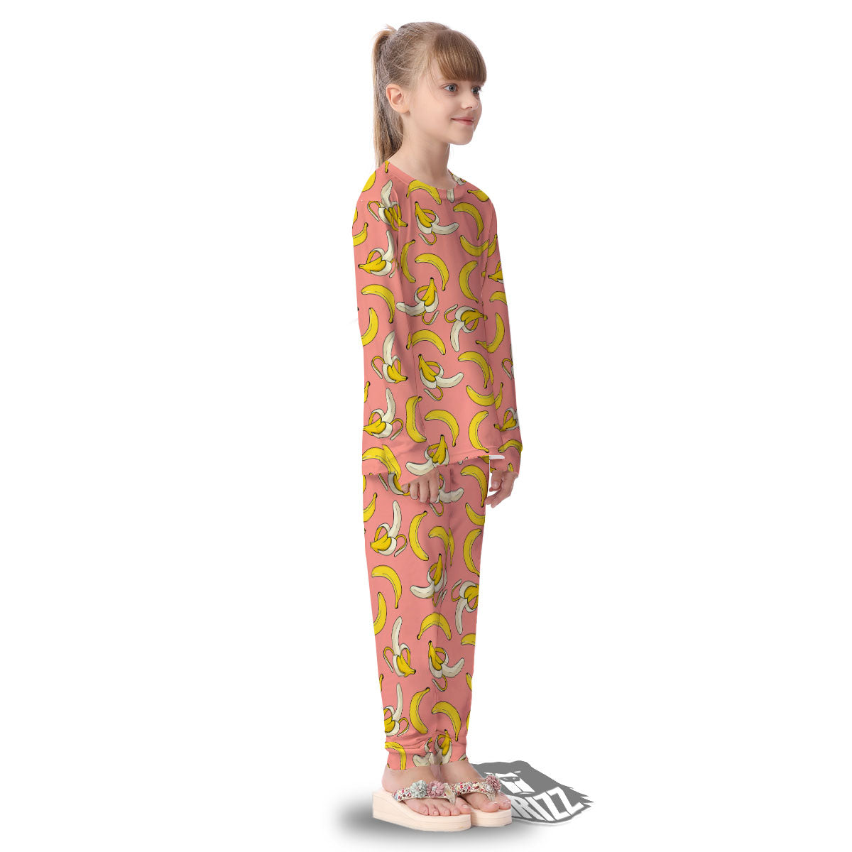 Banana Pink Print Pattern Kid's Pajamas-grizzshop