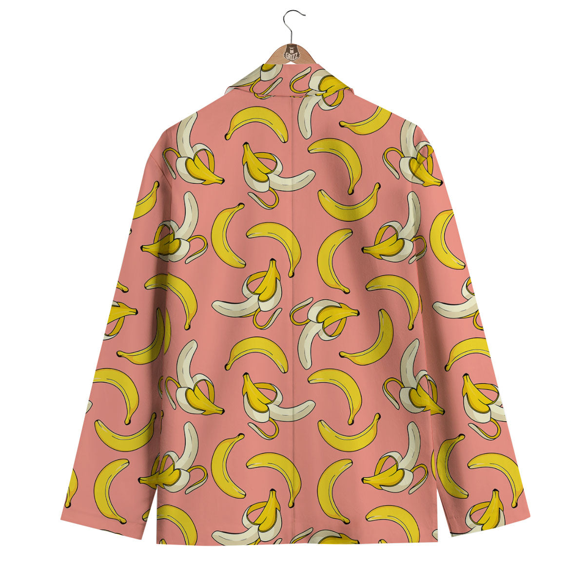 Banana Pink Print Pattern Men's Blazer-grizzshop
