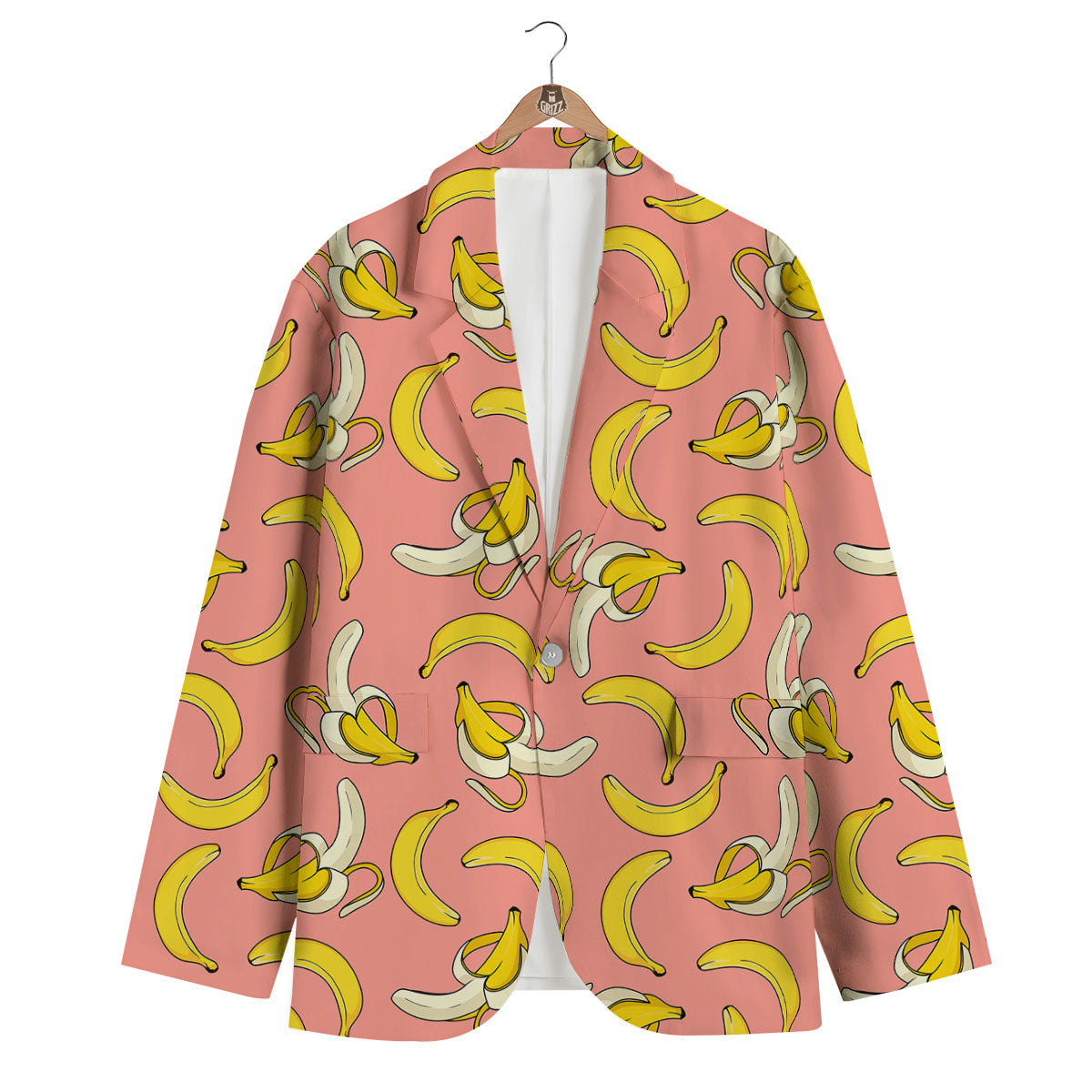 Banana Pink Print Pattern Men's Blazer-grizzshop