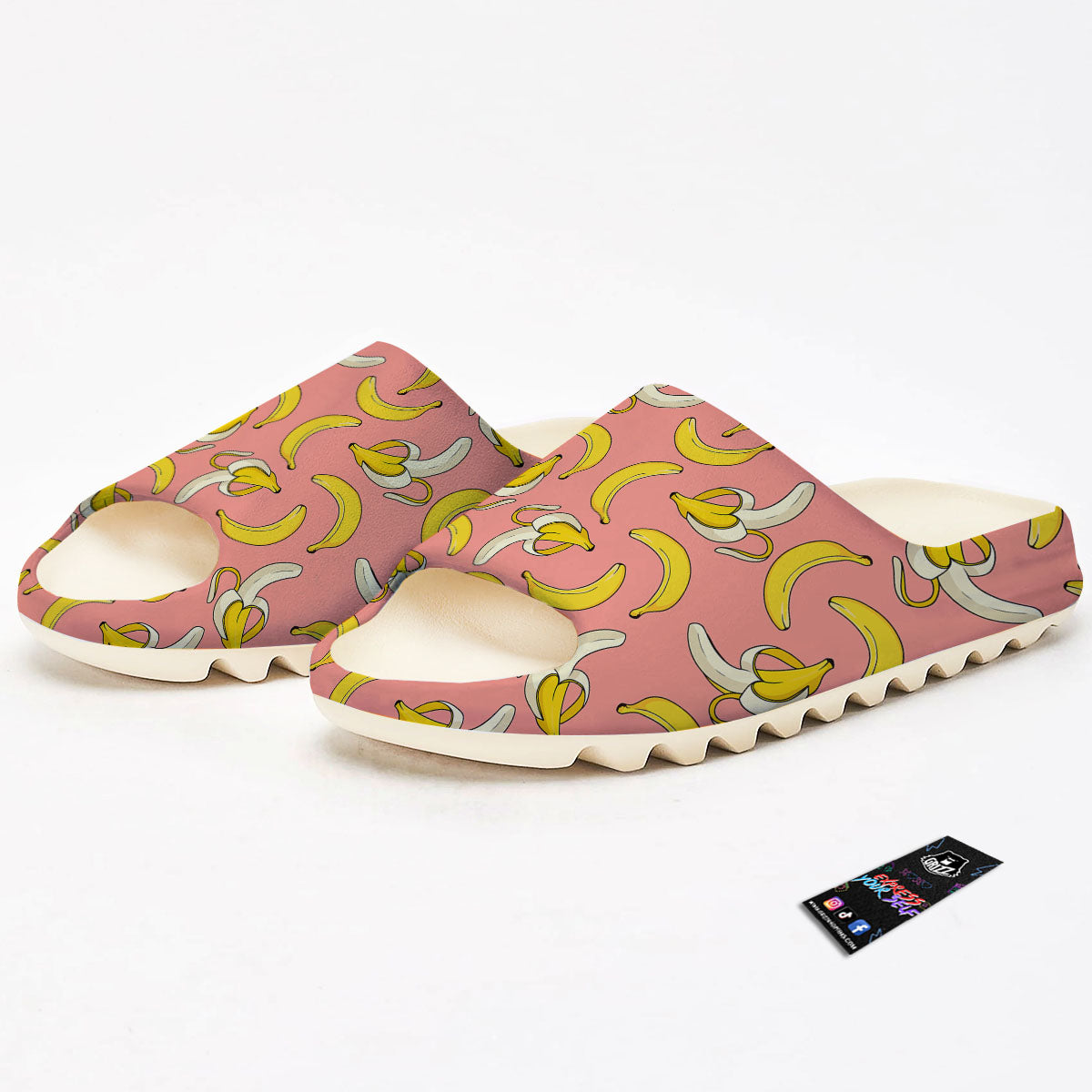 Banana Pink Print Pattern Sandals-grizzshop