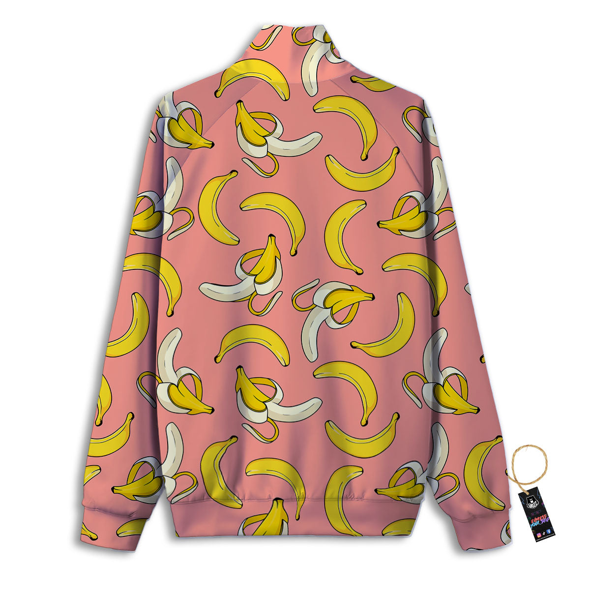Banana Pink Print Pattern Track Jacket-grizzshop