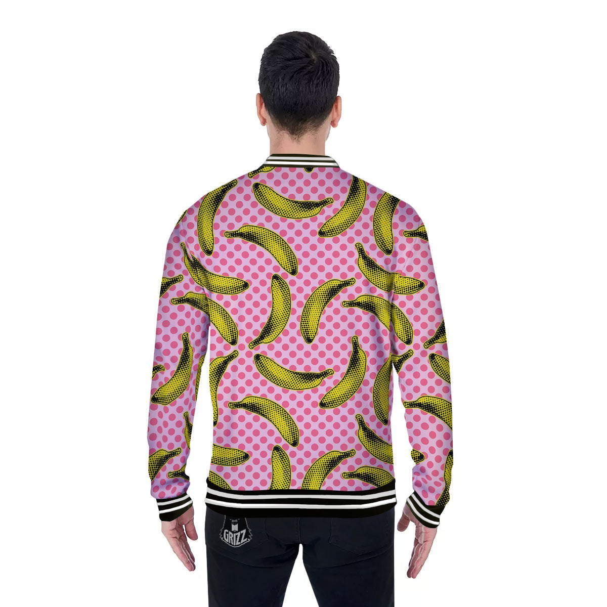 Banana Polka Dot Print Pattern Baseball Jacket-grizzshop