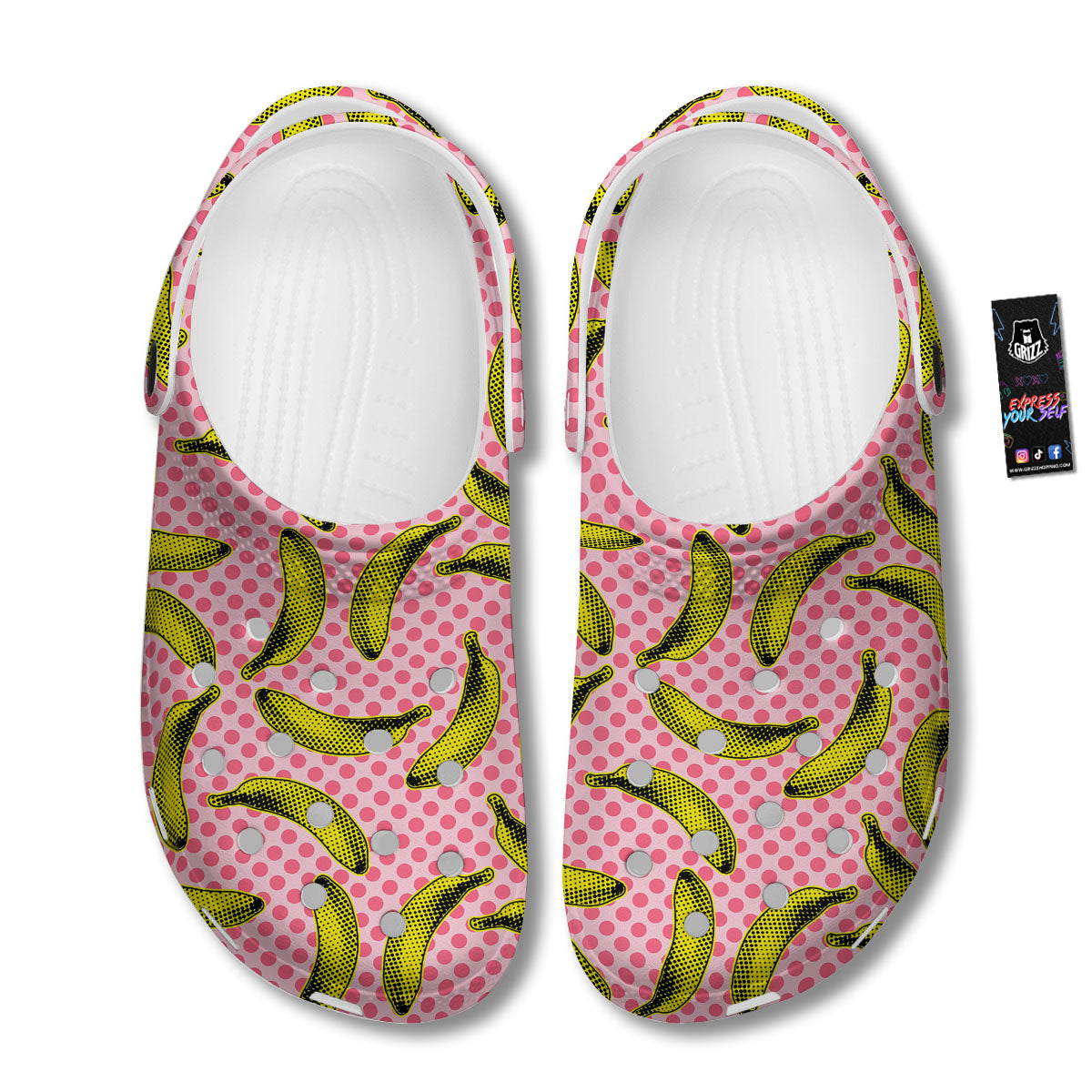 Banana Polka Dot Print Pattern Clog-grizzshop