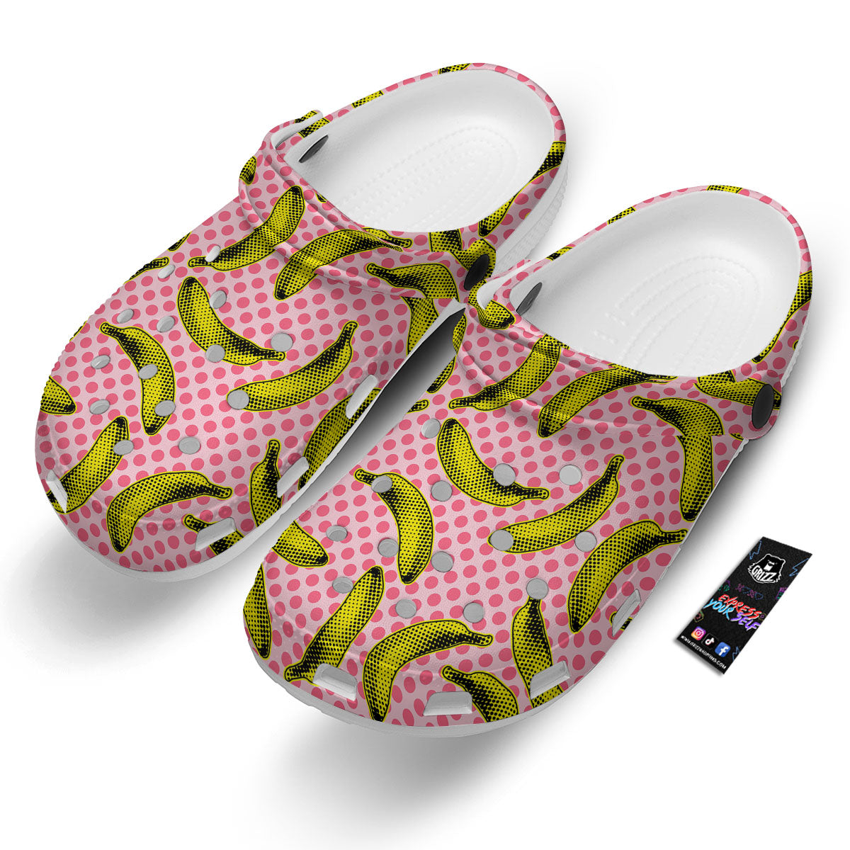 Banana Polka Dot Print Pattern Clog-grizzshop