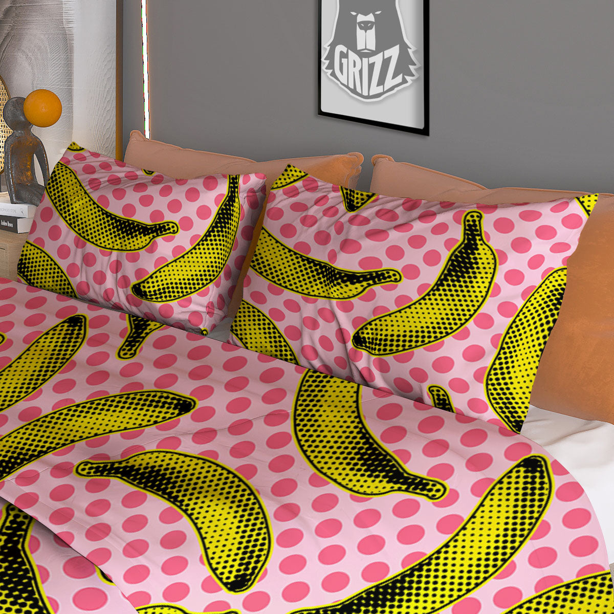 Banana Blue And White Striped Print Pattern Duvet Cover Bedding Set