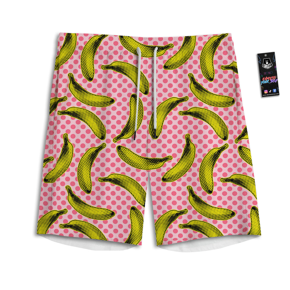 Banana Polka Dot Print Pattern Men's Athletic Shorts