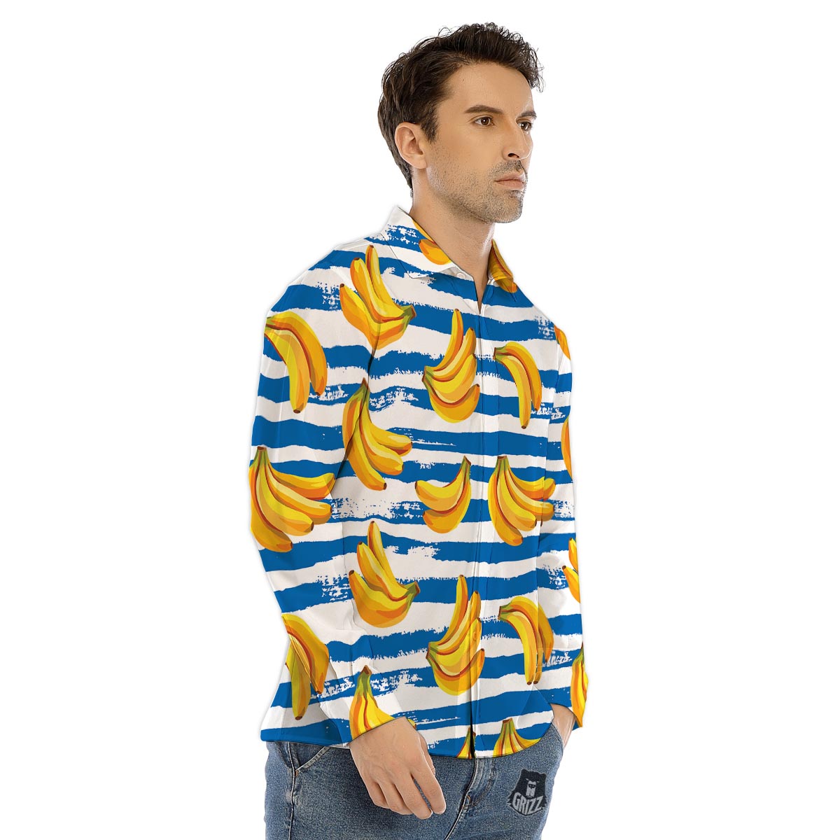 Banana Polka Dot Print Pattern Men's Dress Shirts-grizzshop