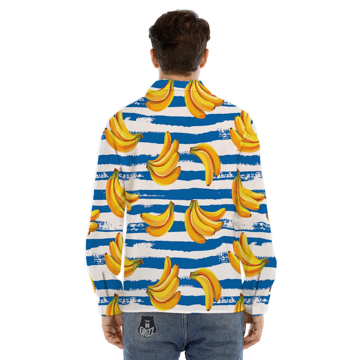 Banana Polka Dot Print Pattern Men's Dress Shirts-grizzshop