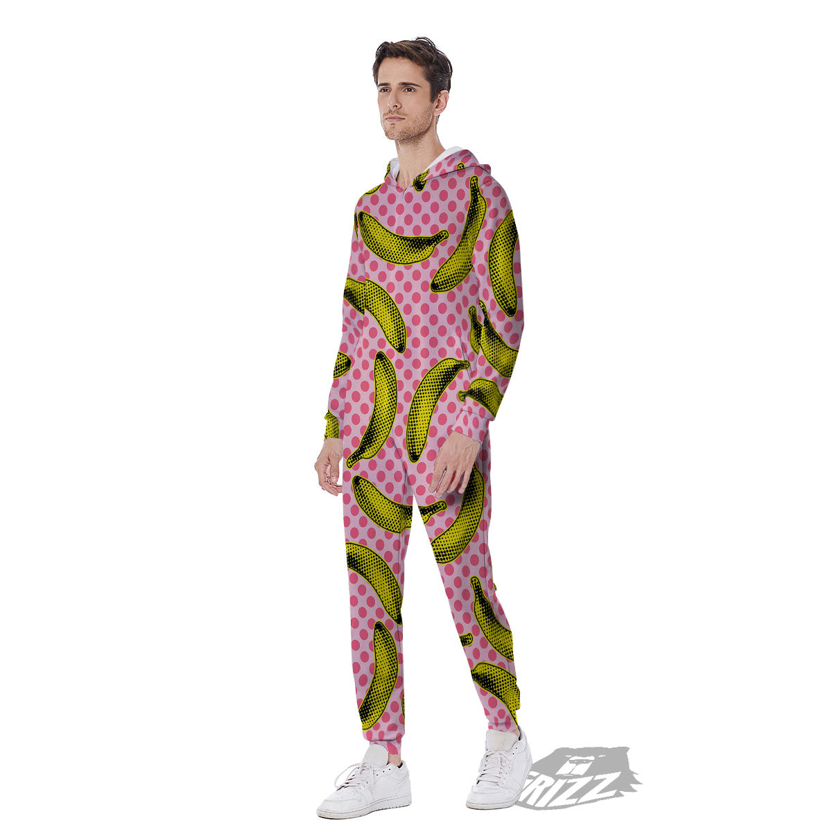 Banana Polka Dot Print Pattern Men's Jumpsuit-grizzshop