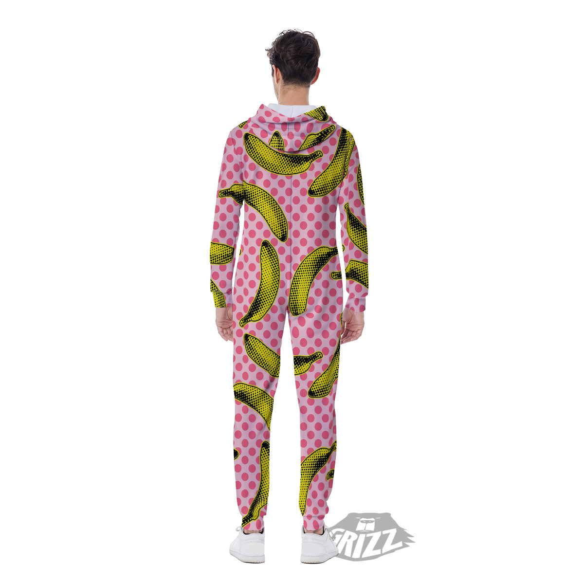 Banana Polka Dot Print Pattern Men's Jumpsuit-grizzshop