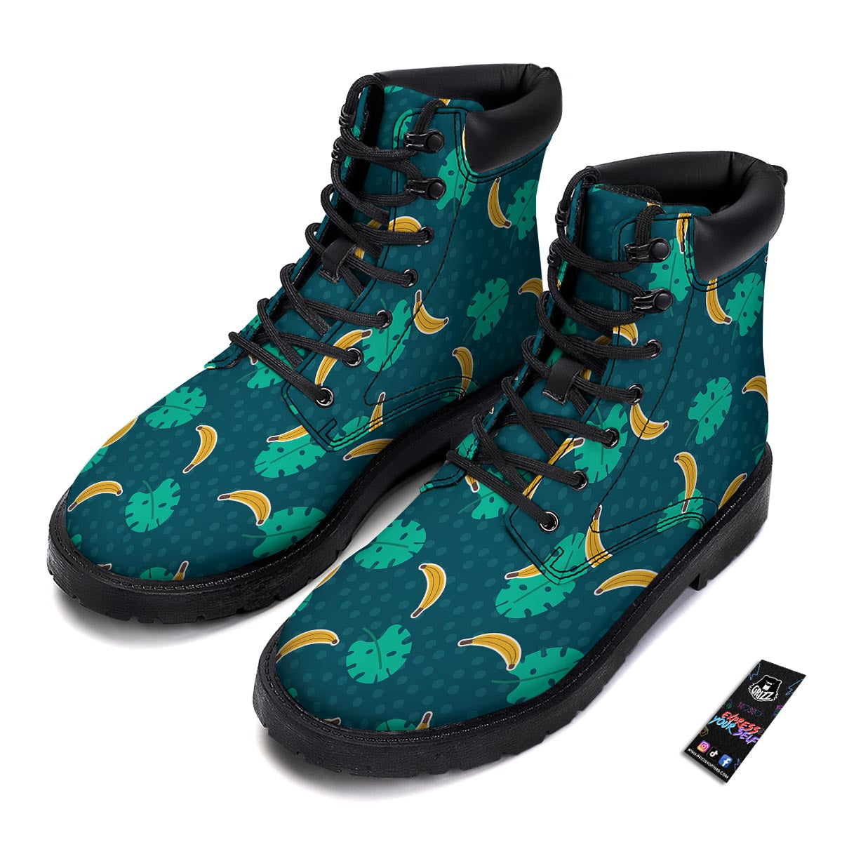 Banana Teal Print Pattern Boots-grizzshop