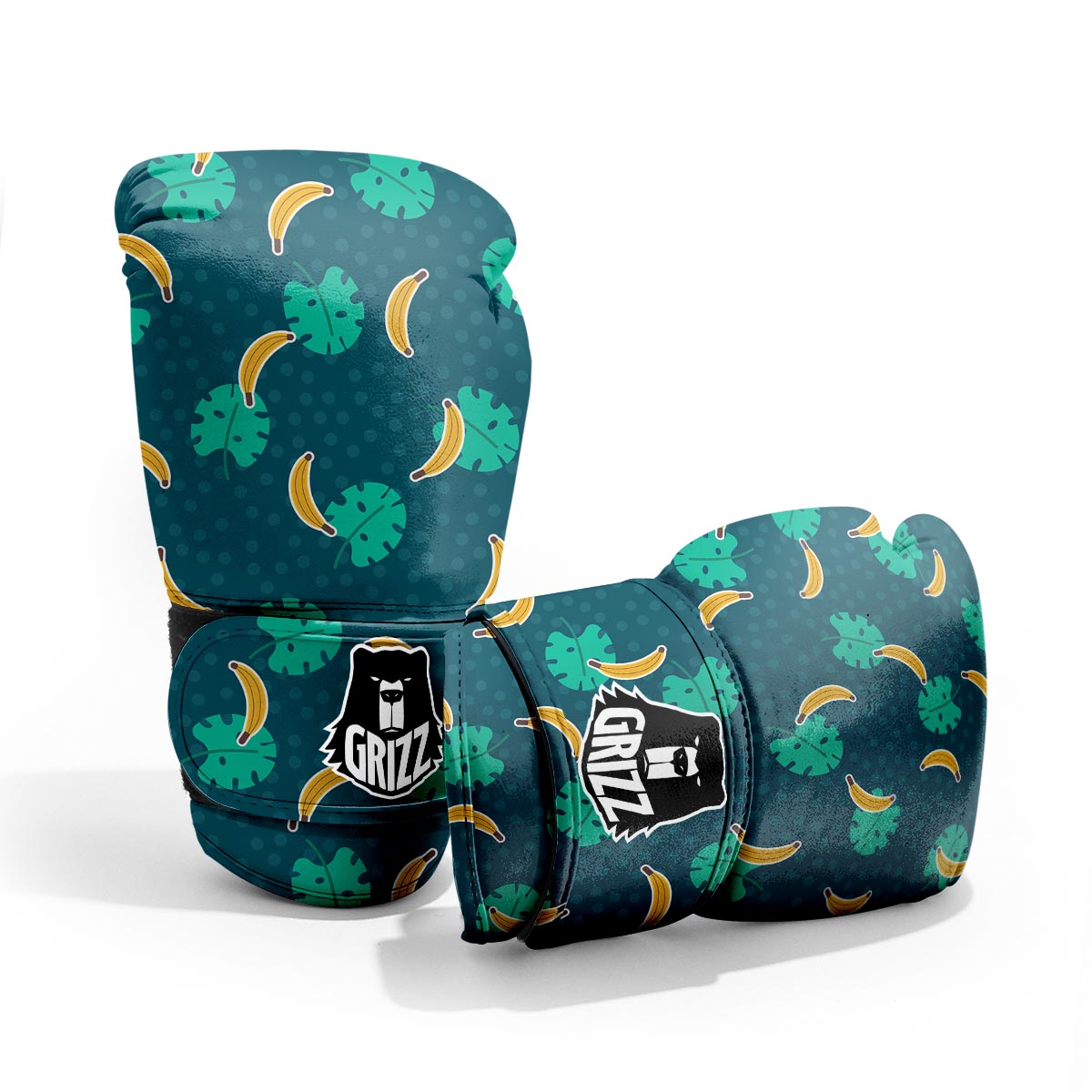 Banana Teal Print Pattern Pro Boxing Glove